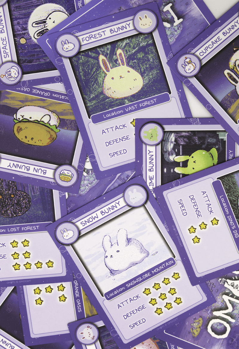 OMOCAT bunny cards close up